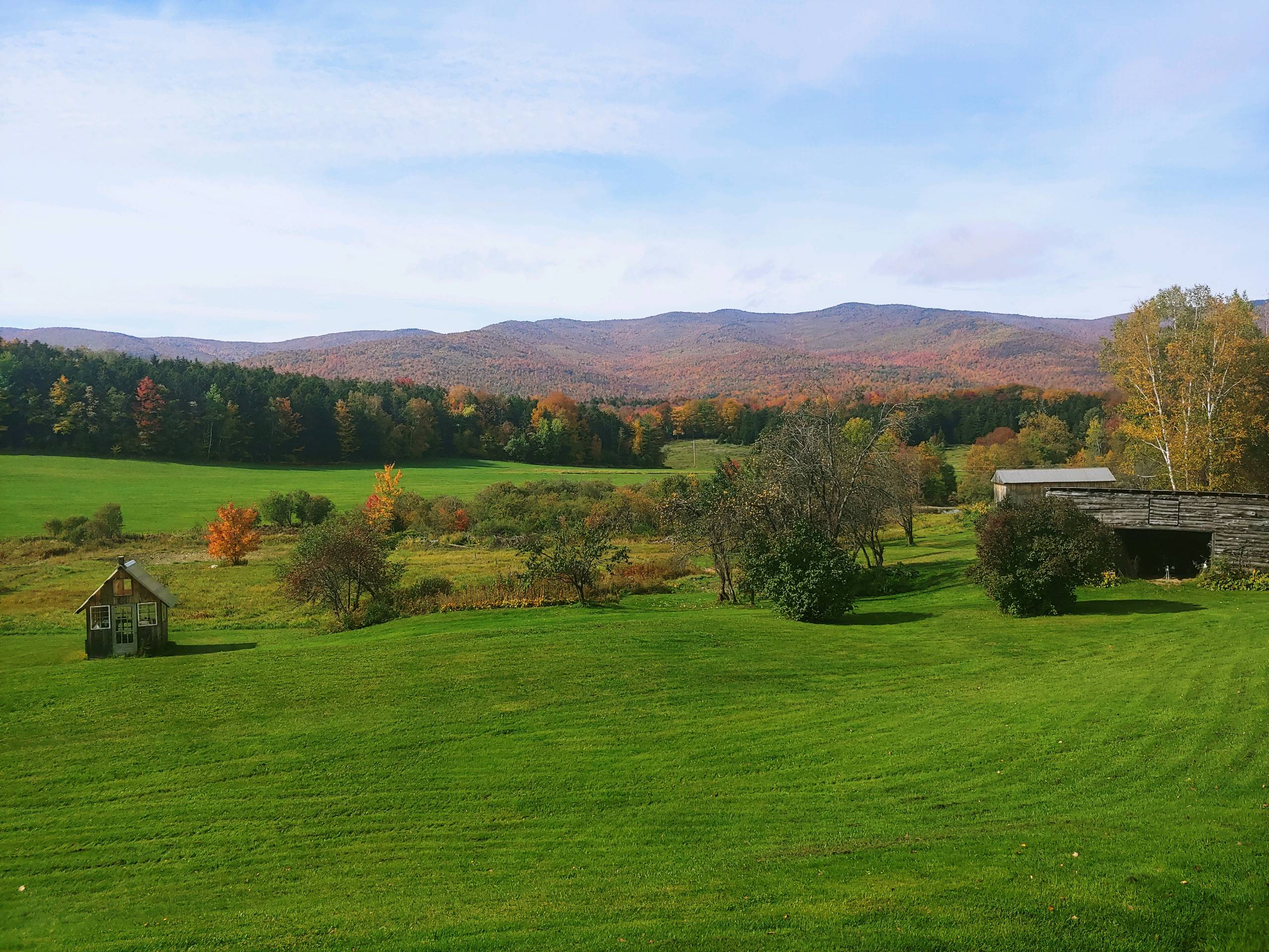 view of lost nation from Bent farm in Braintree VT peak foliage 10-11-21